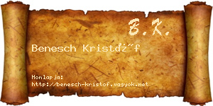 Benesch Kristóf névjegykártya